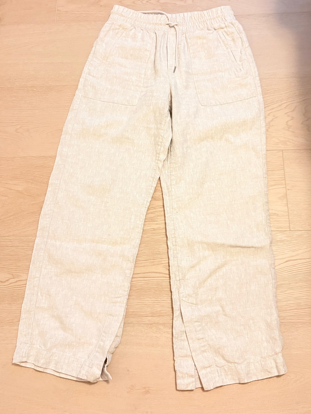 Athleta linen wide leg pants light khaki size small